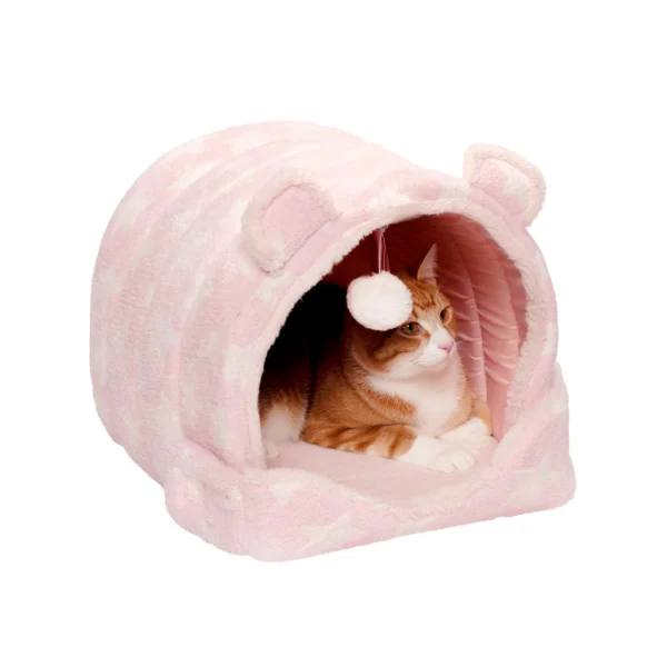 Fleece Snuggle Hideout Pet Bed - Fleece & Faux Fur - Image 2