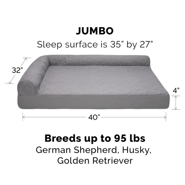 Deluxe Chaise Lounge Dog Bed - Pinsonic Paw Quilted Pet Bed - Image 2