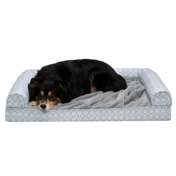 Sofa Pet Bed - Plush Faux Fur & Diamond Print Nest-Top Sofa Bed - Image 20