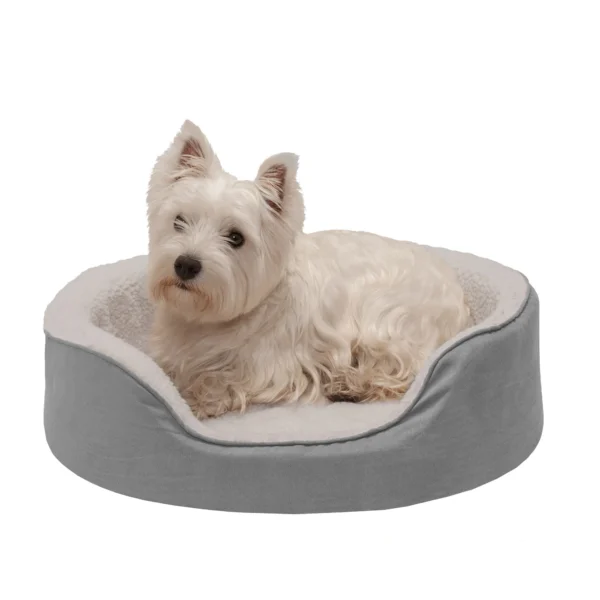 Oval Dog Bed - Faux Sheepskin & Suede - Image 4