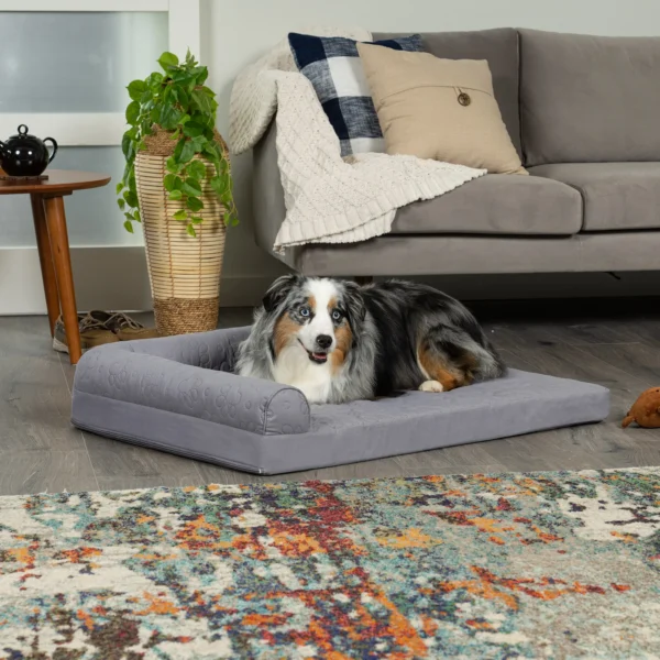 Deluxe Chaise Lounge Dog Bed - Pinsonic Paw Quilted Pet Bed - Image 3